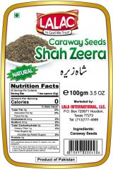 LALAC Shah Zeera (Caraway Seeds) 100 grams (3.52 oz)