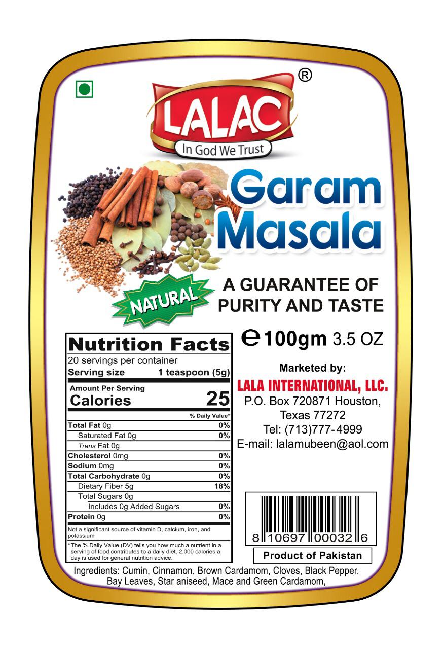 LALAC Garam Masala (whole) 100 grams (3.52 oz)