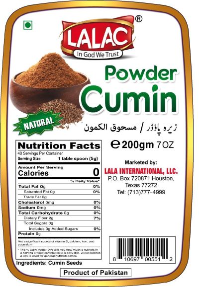 Lalac Cumin Seeds PWD 7 oz (200 grams)